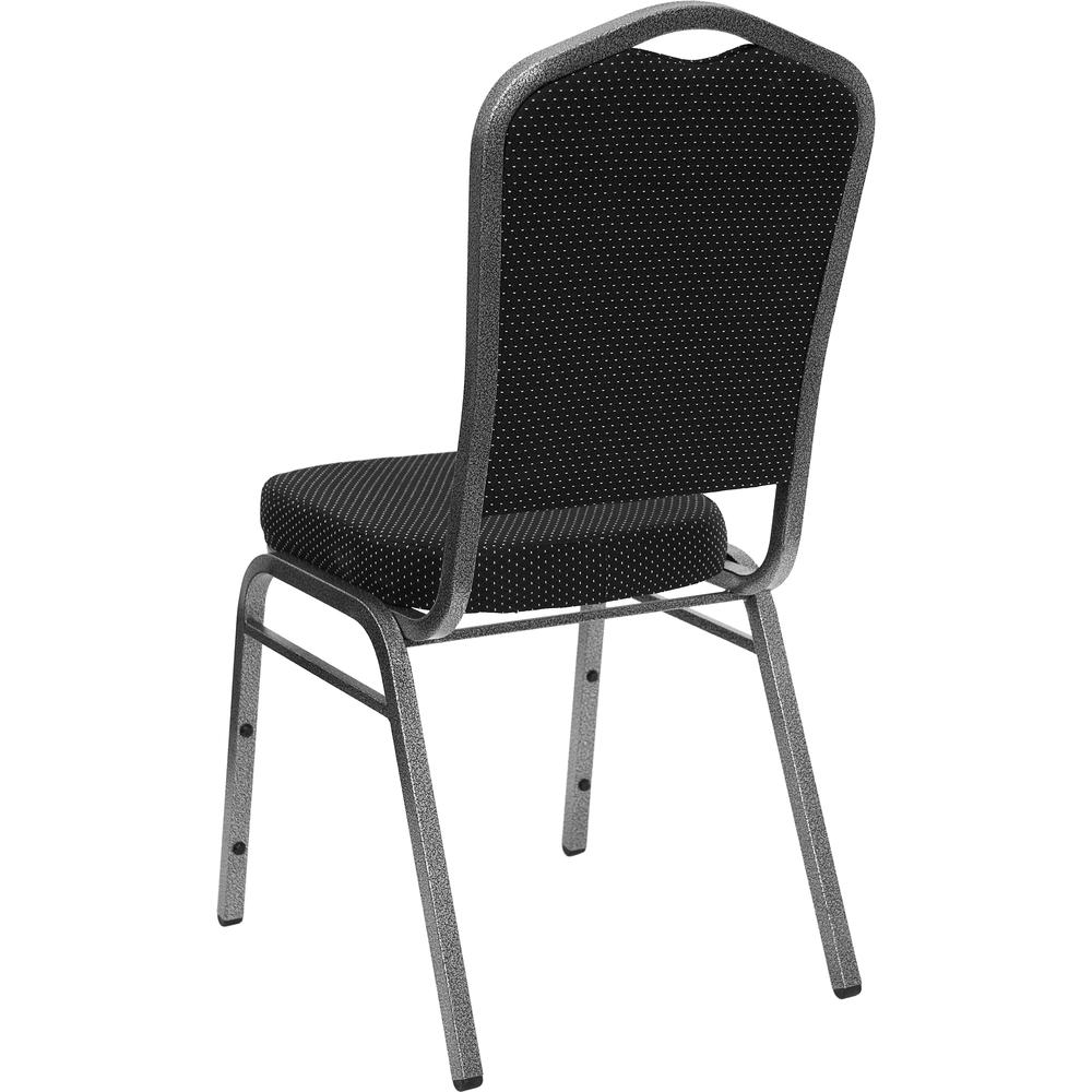 Hercules Series Crown Back Stacking Banquet Chair In Black Dot Patterned Fabric - Silver Vein Frame By Flash Furniture | Side Chairs | Modishstore - 3
