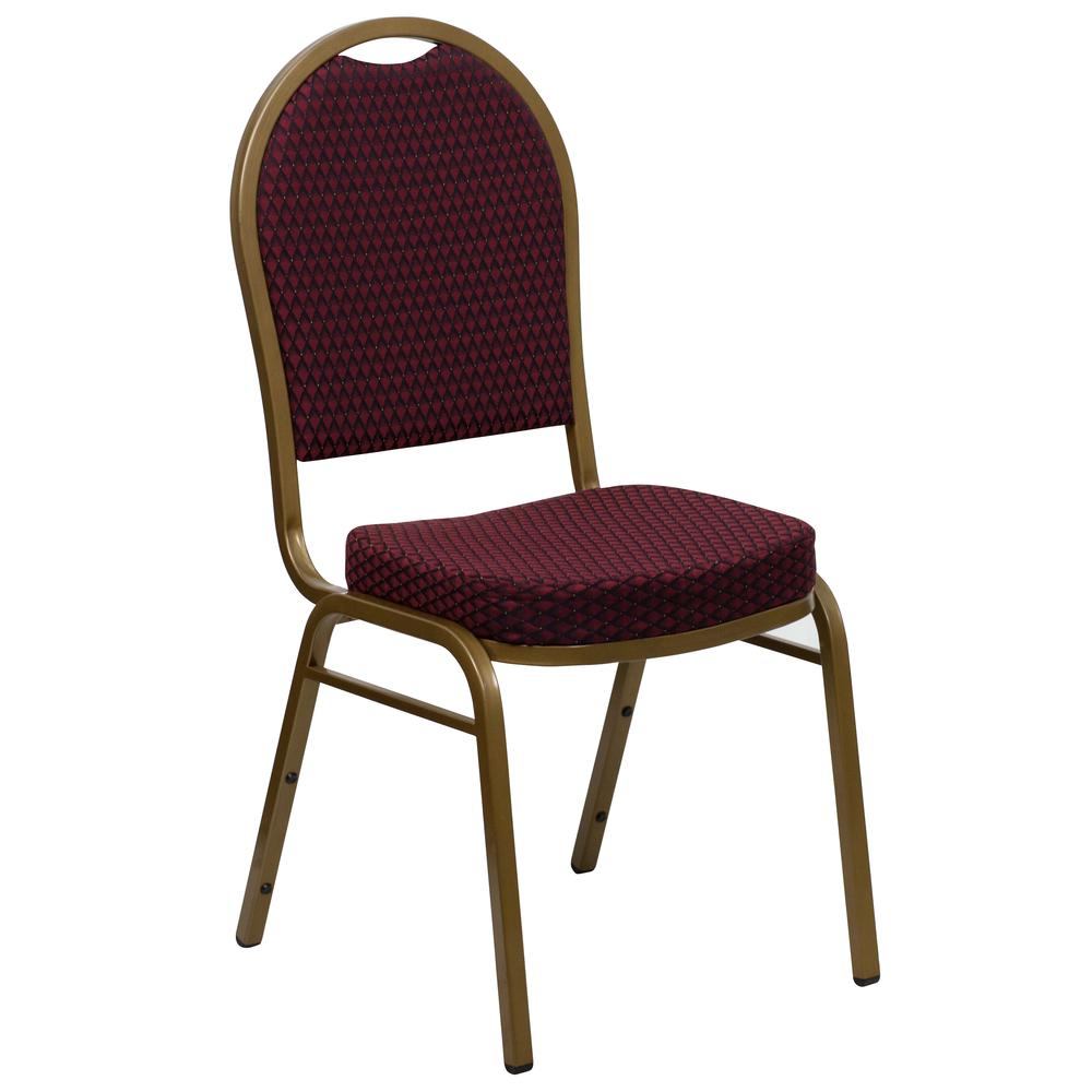 Hercules Series Dome Back Stacking Banquet Chair In Burgundy Patterned Fabric - Gold Frame By Flash Furniture | Side Chairs | Modishstore - 1