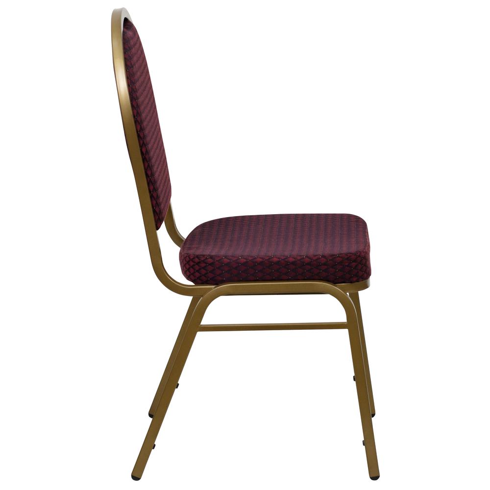 Hercules Series Dome Back Stacking Banquet Chair In Burgundy Patterned Fabric - Gold Frame By Flash Furniture | Side Chairs | Modishstore - 2