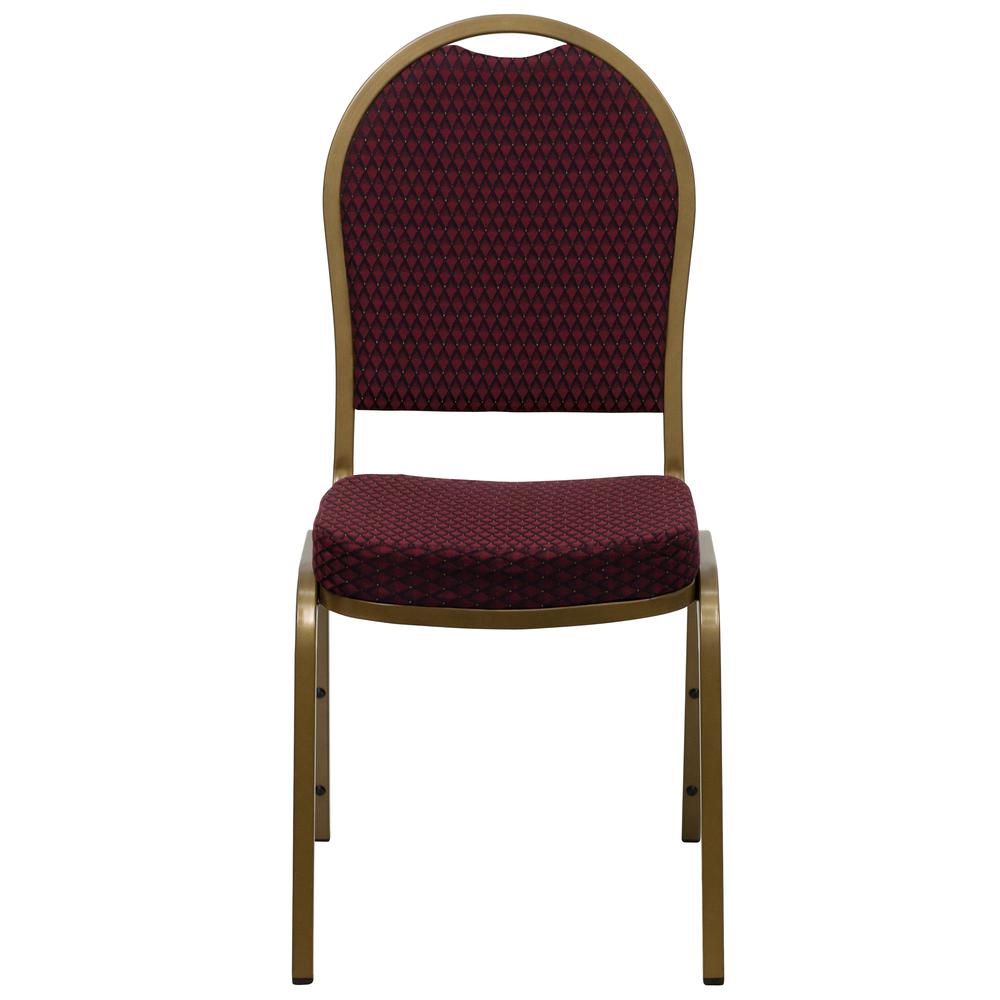 Hercules Series Dome Back Stacking Banquet Chair In Burgundy Patterned Fabric - Gold Frame By Flash Furniture | Side Chairs | Modishstore - 4
