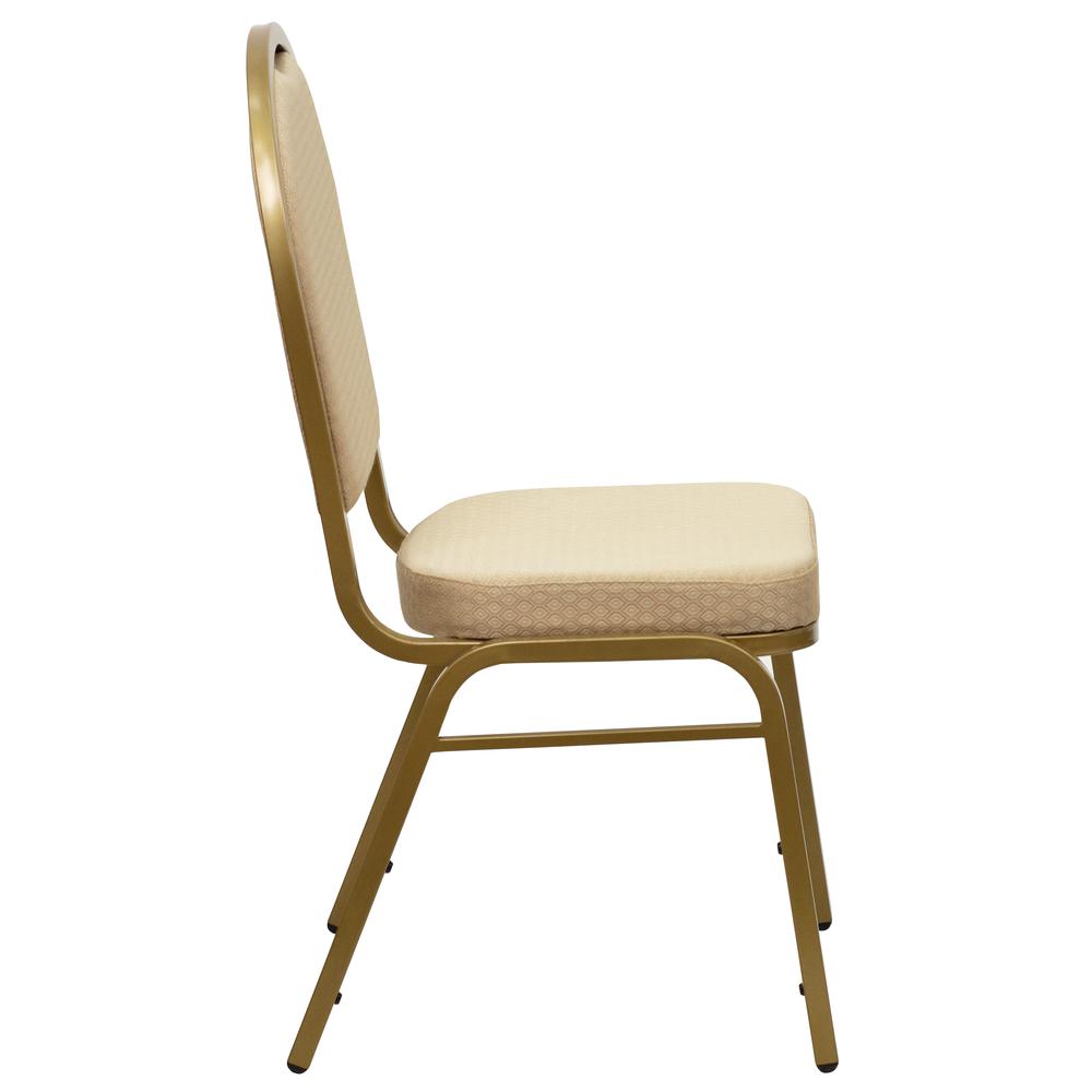 Hercules Series Dome Back Stacking Banquet Chair In Beige Patterned Fabric - Gold Frame By Flash Furniture | Side Chairs | Modishstore - 2
