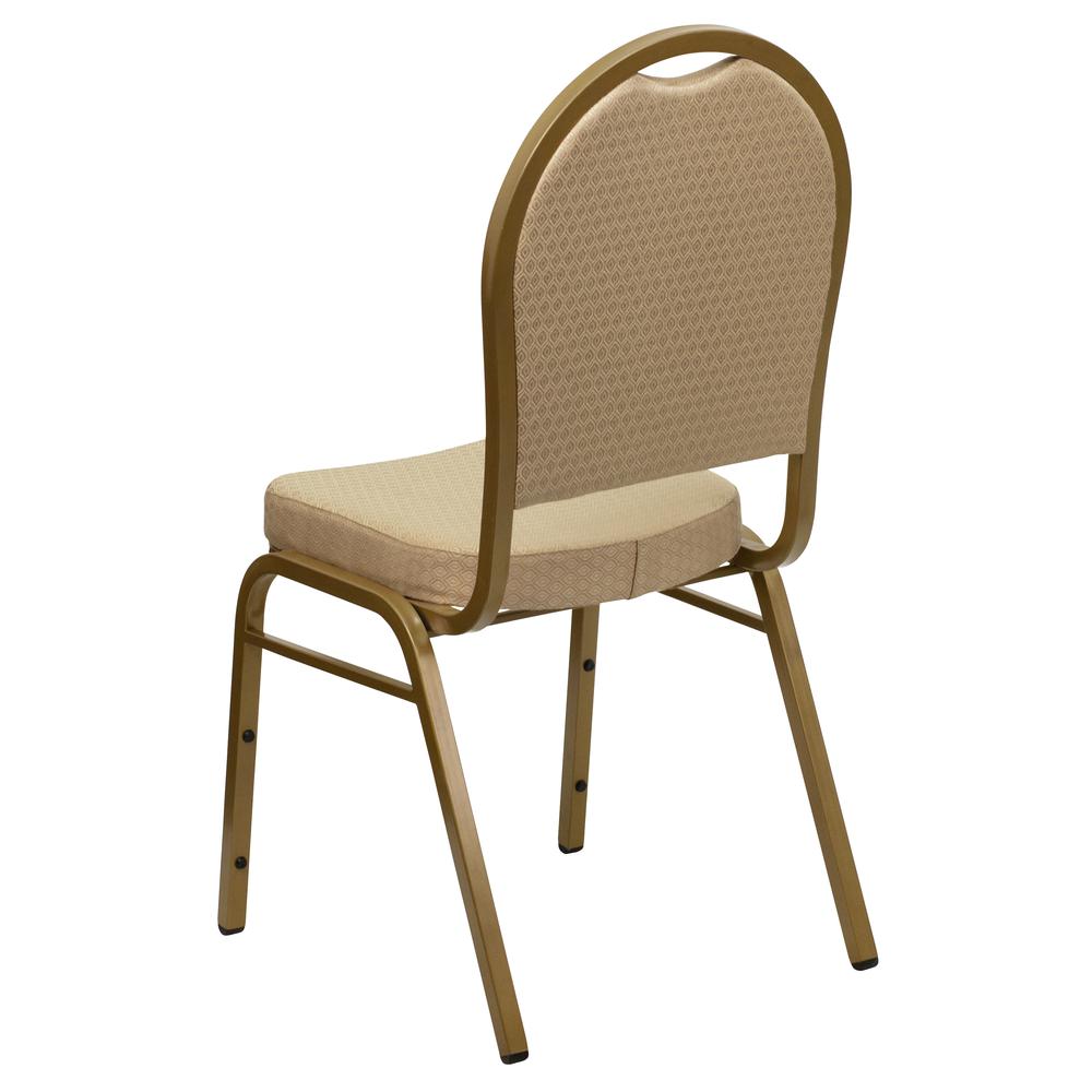 Hercules Series Dome Back Stacking Banquet Chair In Beige Patterned Fabric - Gold Frame By Flash Furniture | Side Chairs | Modishstore - 3