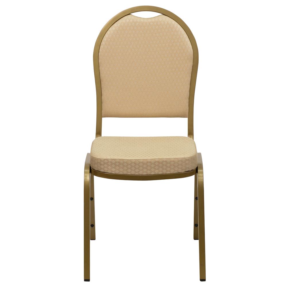 Hercules Series Dome Back Stacking Banquet Chair In Beige Patterned Fabric - Gold Frame By Flash Furniture | Side Chairs | Modishstore - 4