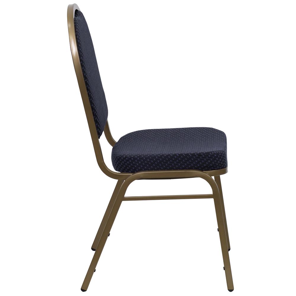 Hercules Series Dome Back Stacking Banquet Chair In Navy Patterned Fabric - Gold Frame By Flash Furniture | Side Chairs | Modishstore - 2