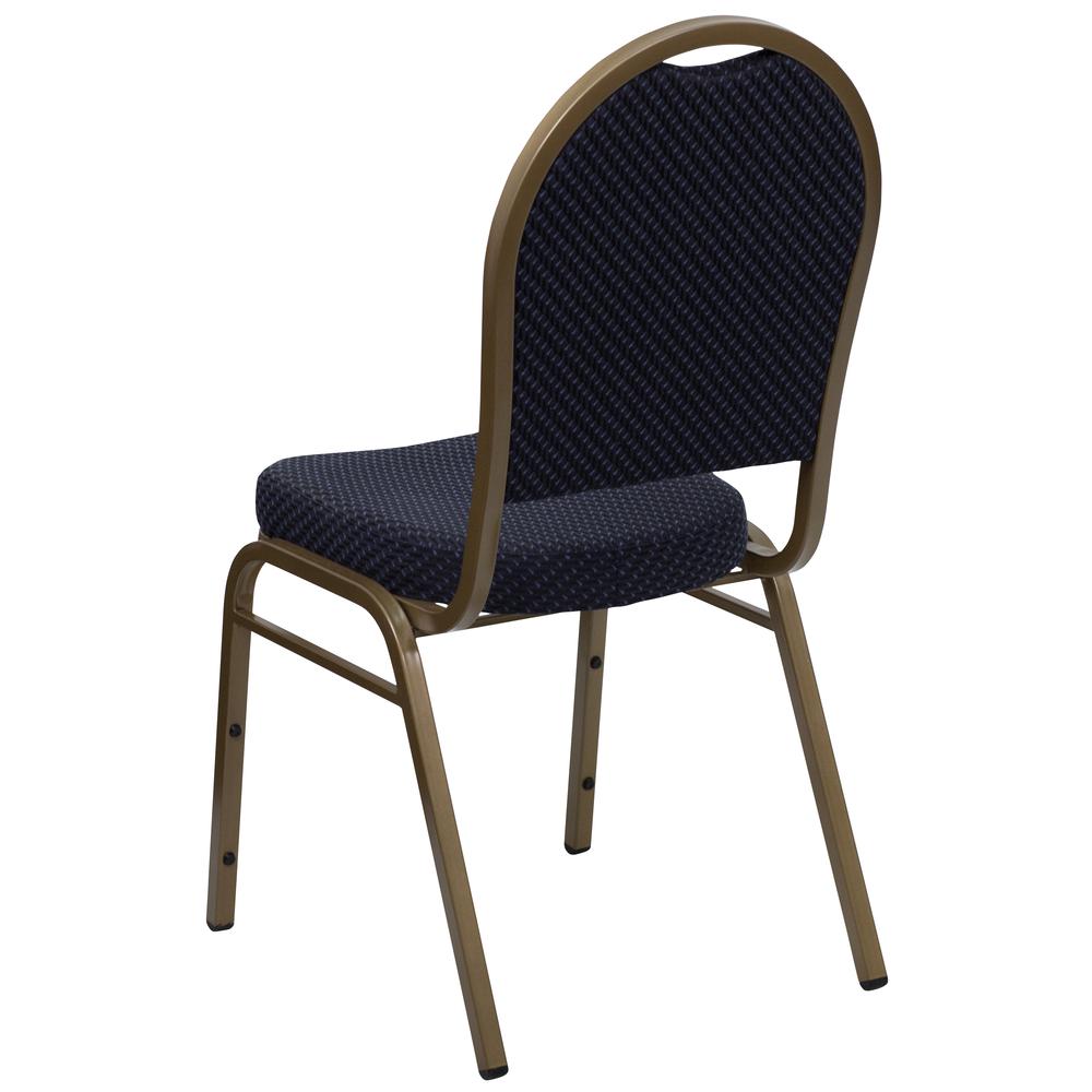 Hercules Series Dome Back Stacking Banquet Chair In Navy Patterned Fabric - Gold Frame By Flash Furniture | Side Chairs | Modishstore - 3