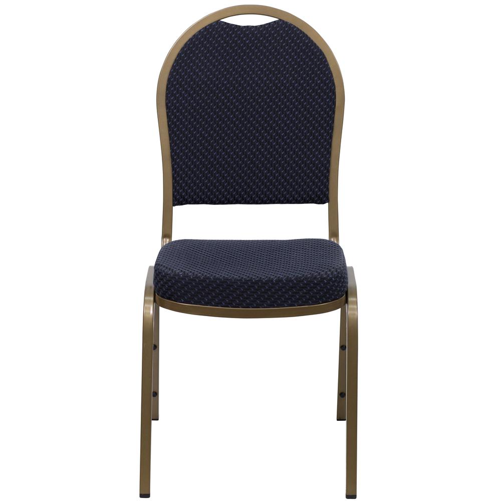 Hercules Series Dome Back Stacking Banquet Chair In Navy Patterned Fabric - Gold Frame By Flash Furniture | Side Chairs | Modishstore - 4