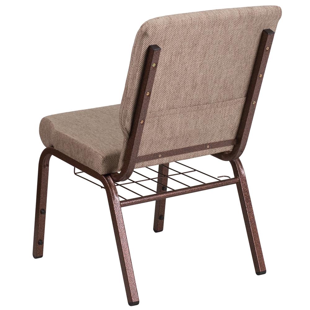 Hercules Series 18.5''W Church Chair In Beige Fabric With Book Rack - Copper Vein Frame By Flash Furniture | Side Chairs | Modishstore - 3