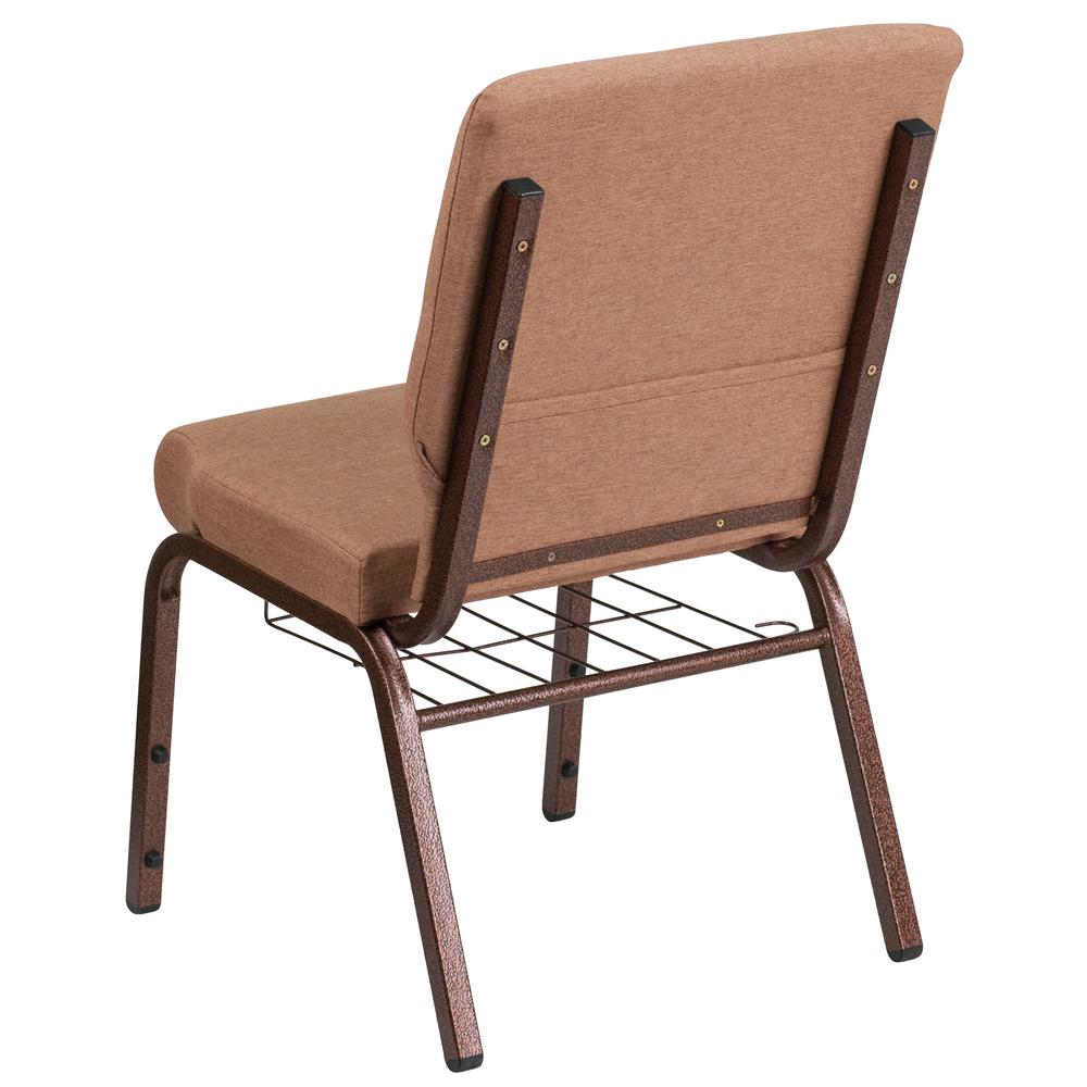 Hercules Series 18.5''W Church Chair In Caramel Fabric With Cup Book Rack - Copper Vein Frame By Flash Furniture | Side Chairs | Modishstore - 3