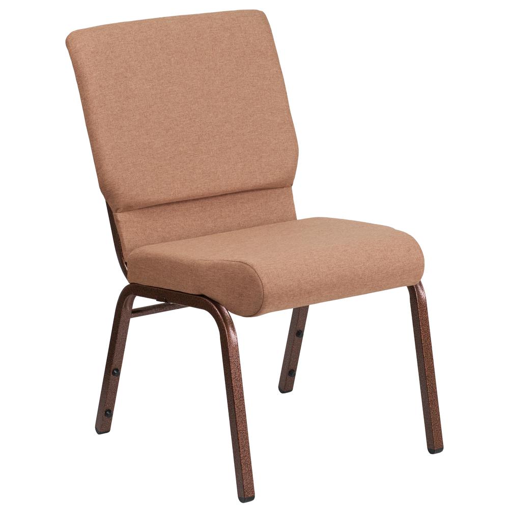 Hercules Series 18.5''W Stacking Church Chair In Caramel Fabric - Copper Vein Frame By Flash Furniture | Side Chairs | Modishstore - 1