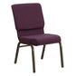 Hercules Series 18.5''W Stacking Church Chair In Plum Fabric - Gold Vein Frame By Flash Furniture | Side Chairs | Modishstore - 1