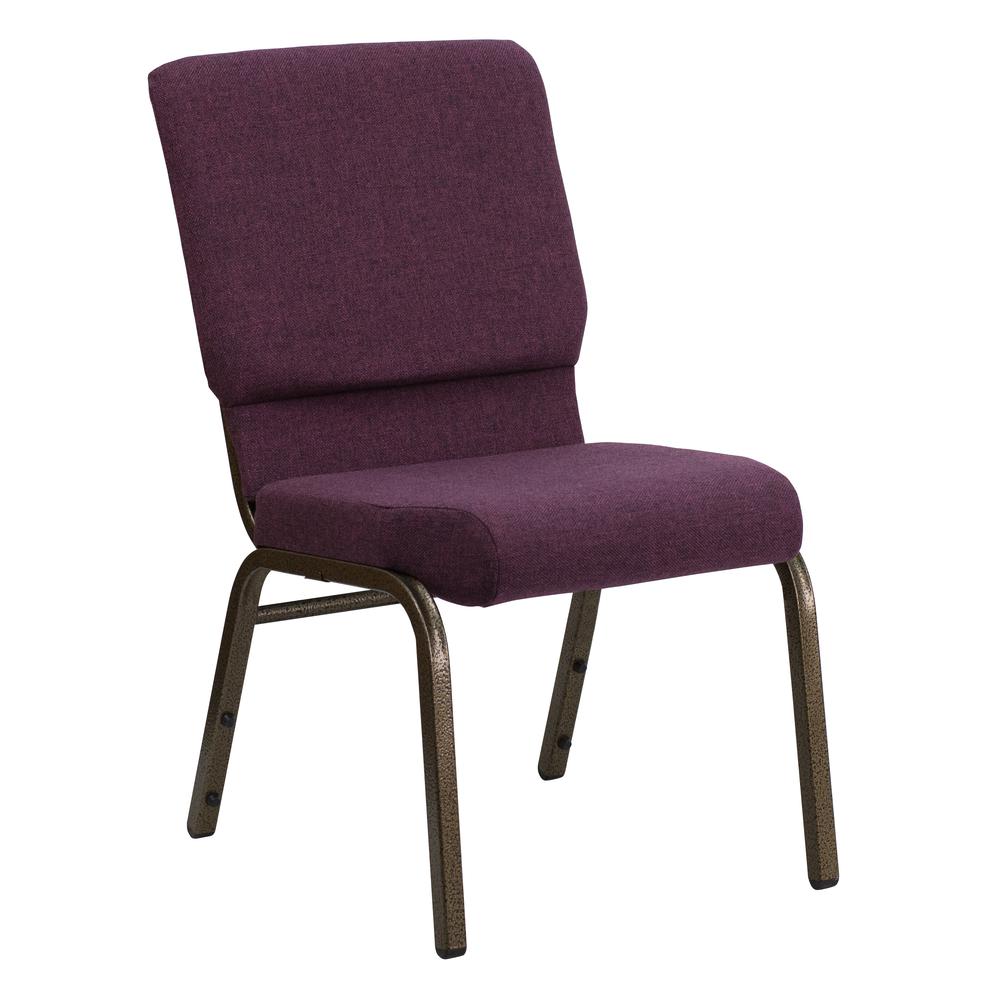 Hercules Series 18.5''W Stacking Church Chair In Plum Fabric - Gold Vein Frame By Flash Furniture | Side Chairs | Modishstore - 1