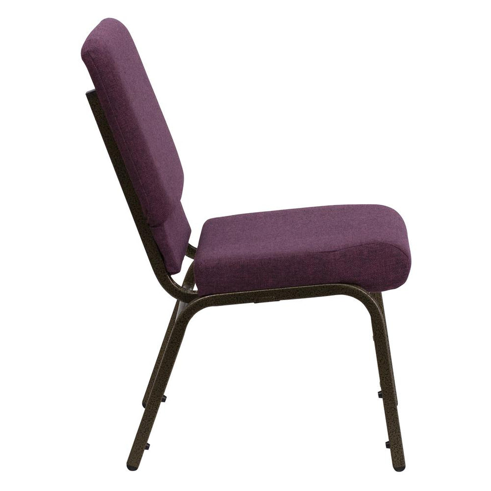 Hercules Series 18.5''W Stacking Church Chair In Plum Fabric - Gold Vein Frame By Flash Furniture | Side Chairs | Modishstore - 2