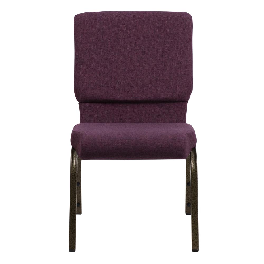 Hercules Series 18.5''W Stacking Church Chair In Plum Fabric - Gold Vein Frame By Flash Furniture | Side Chairs | Modishstore - 4