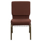 Hercules Series 18.5''W Church Chair In Brown Fabric With Cup Book Rack - Gold Vein Frame By Flash Furniture | Side Chairs | Modishstore - 4