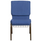 Hercules Series 18.5''W Church Chair In Blue Fabric With Cup Book Rack - Gold Vein Frame By Flash Furniture | Side Chairs | Modishstore - 4