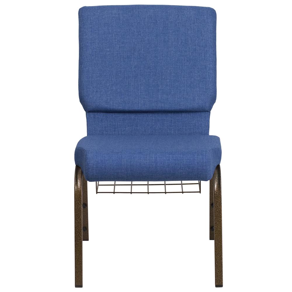 Hercules Series 18.5''W Church Chair In Blue Fabric With Cup Book Rack - Gold Vein Frame By Flash Furniture | Side Chairs | Modishstore - 4