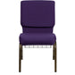 Hercules Series 18.5''W Church Chair In Royal Purple Fabric With Cup Book Rack - Gold Vein Frame By Flash Furniture | Side Chairs | Modishstore - 4
