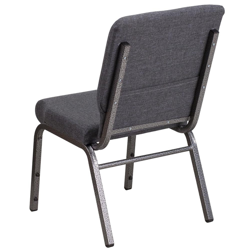 Hercules Series 18.5''W Stacking Church Chair In Dark Gray Fabric - Silver Vein Frame By Flash Furniture | Side Chairs | Modishstore - 3