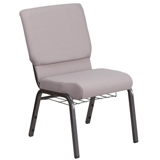 Hercules Series 18.5''W Church Chair In Gray Dot Fabric With Book Rack - Silver Vein Frame By Flash Furniture | Side Chairs | Modishstore