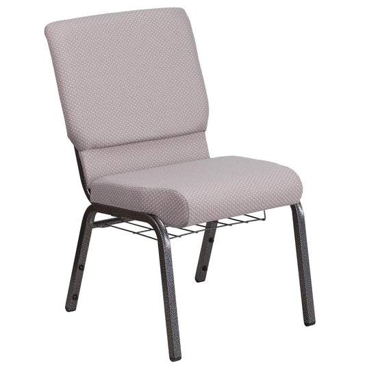 Hercules Series 18.5''W Church Chair In Gray Dot Fabric With Book Rack - Silver Vein Frame By Flash Furniture | Side Chairs | Modishstore - 1