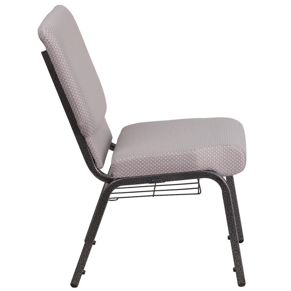 Hercules Series 18.5''W Church Chair In Gray Dot Fabric With Book Rack - Silver Vein Frame By Flash Furniture | Side Chairs | Modishstore - 2