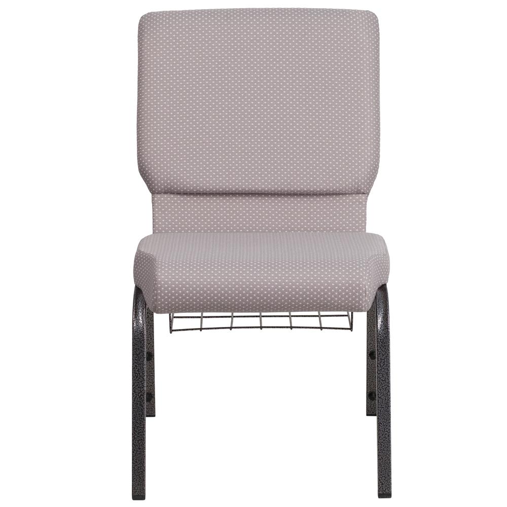 Hercules Series 18.5''W Church Chair In Gray Dot Fabric With Book Rack - Silver Vein Frame By Flash Furniture | Side Chairs | Modishstore - 4