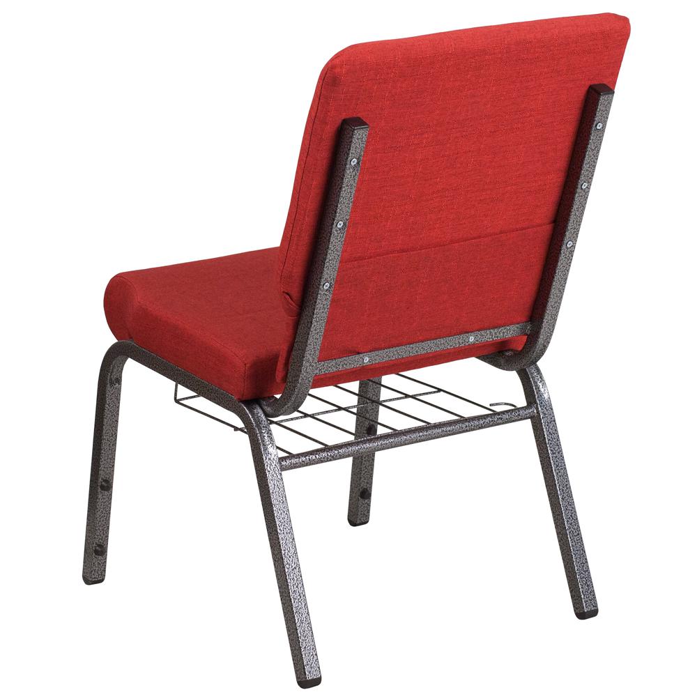 Hercules Series 18.5''W Church Chair In Red Fabric With Cup Book Rack - Silver Vein Frame By Flash Furniture | Side Chairs | Modishstore - 3