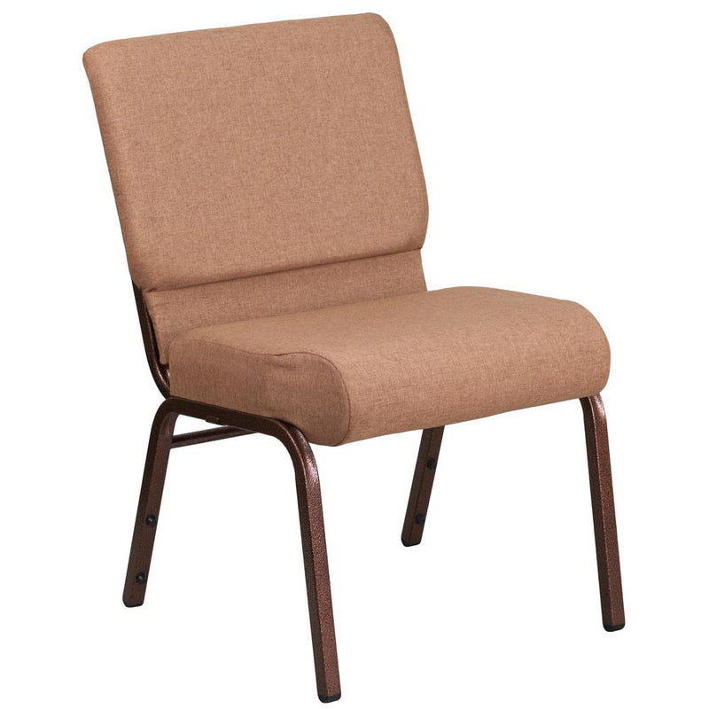 Hercules Series 21''W Stacking Church Chair In Caramel Fabric - Copper Vein Frame By Flash Furniture | Side Chairs | Modishstore