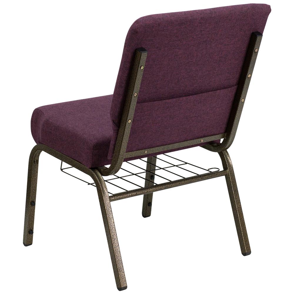Hercules Series 21''W Church Chair In Plum Fabric With Cup Book Rack - Gold Vein Frame By Flash Furniture | Side Chairs | Modishstore - 3