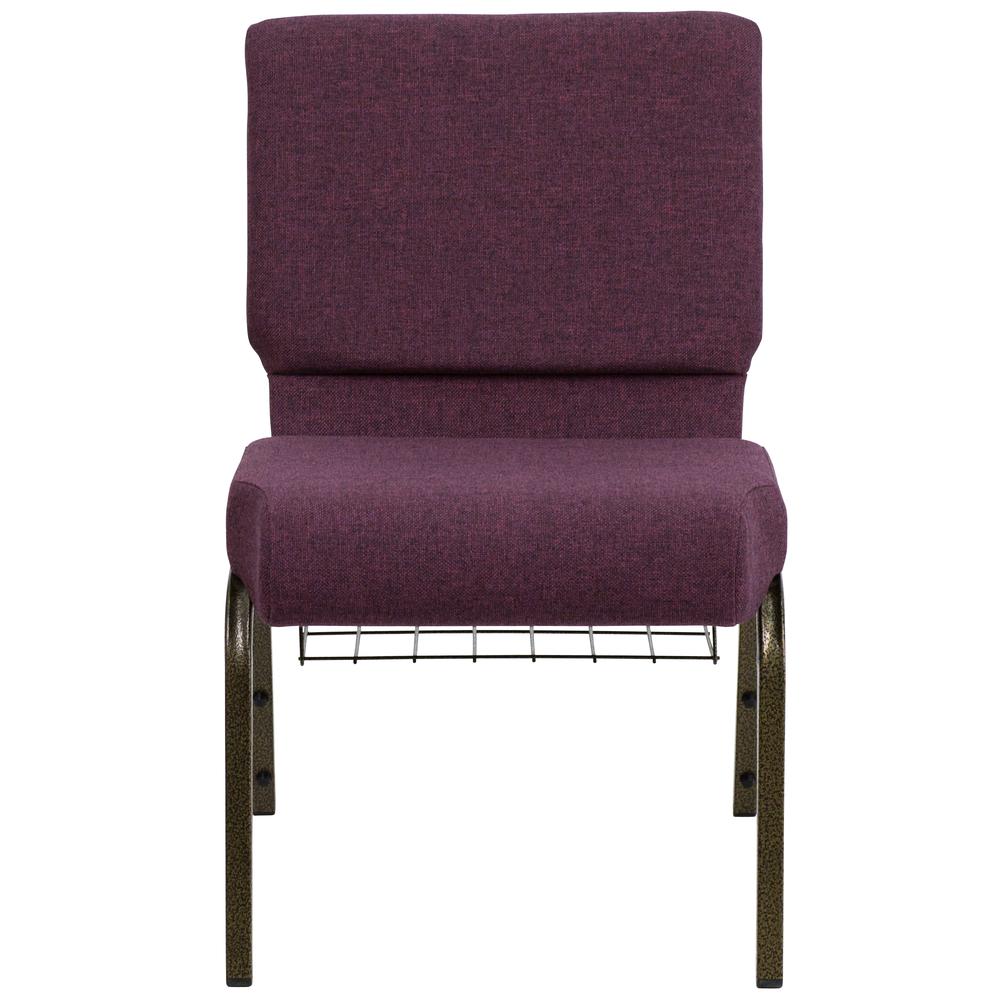 Hercules Series 21''W Church Chair In Plum Fabric With Cup Book Rack - Gold Vein Frame By Flash Furniture | Side Chairs | Modishstore - 4