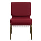 Hercules Series 21''W Church Chair In Burgundy Fabric With Cup Book Rack - Gold Vein Frame By Flash Furniture | Side Chairs | Modishstore - 4