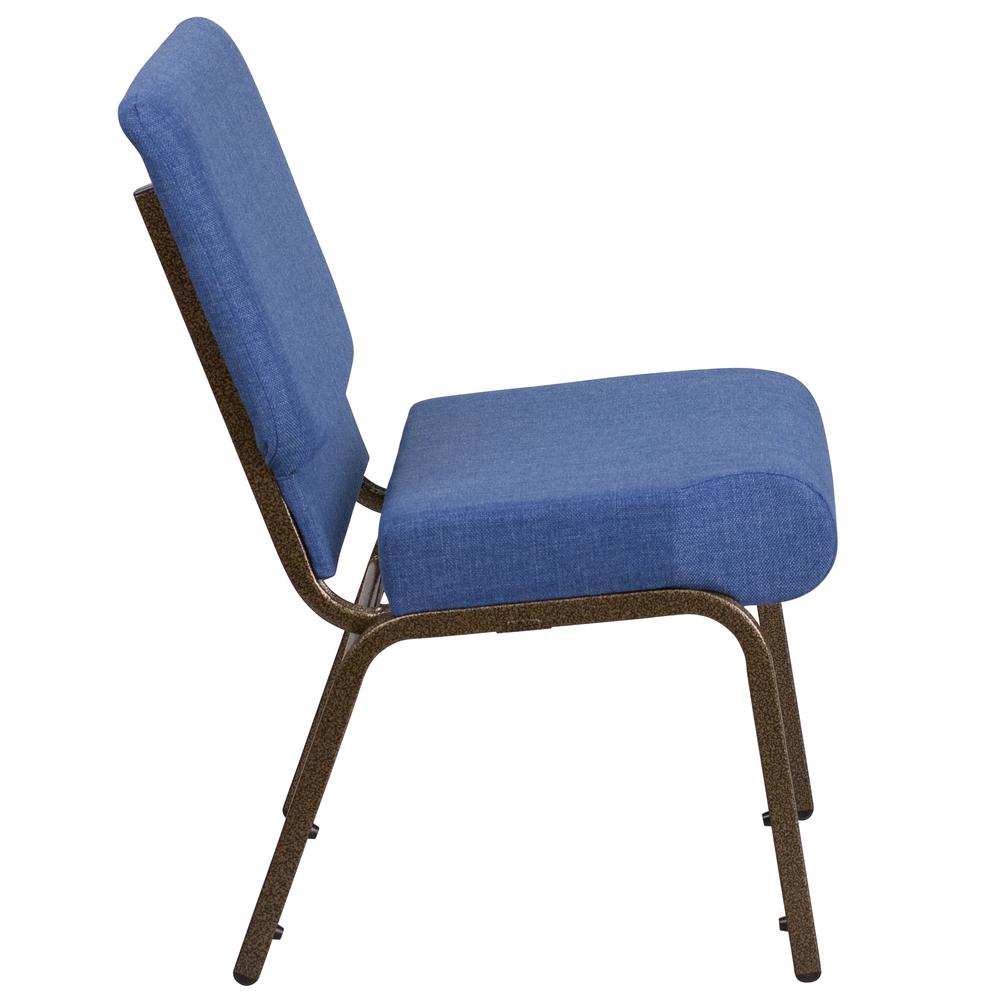 Hercules Series 21''W Stacking Church Chair In Blue Fabric - Gold Vein Frame By Flash Furniture | Side Chairs | Modishstore - 2