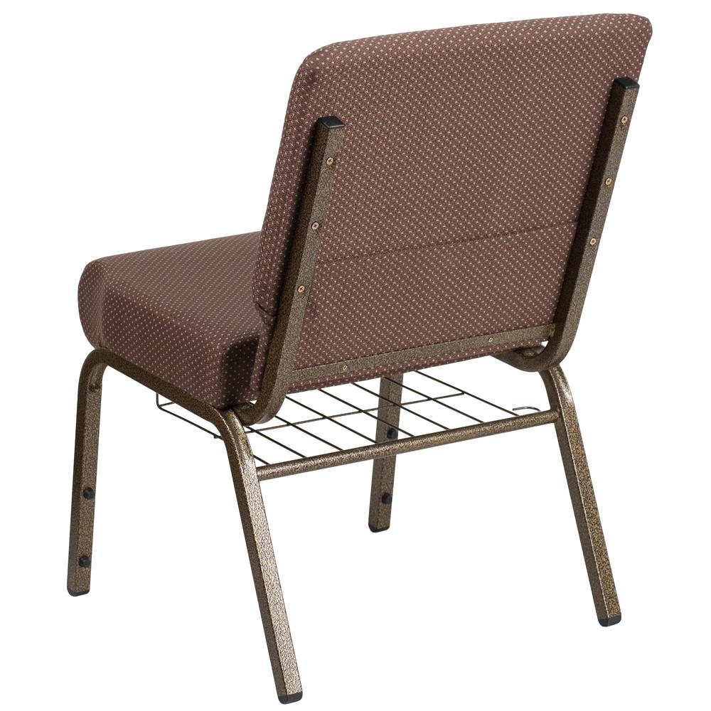 Hercules Series 21''W Church Chair In Brown Dot Fabric With Book Rack - Gold Vein Frame By Flash Furniture | Side Chairs | Modishstore - 3
