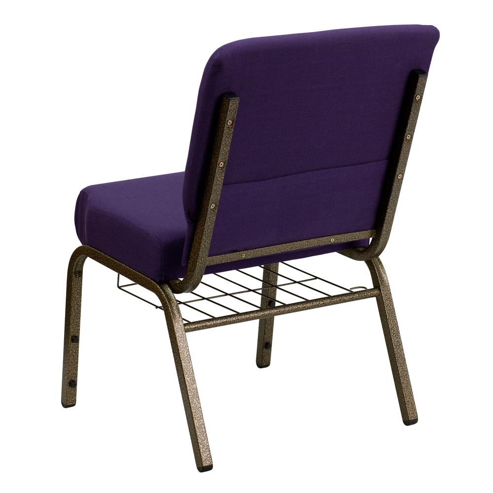 Hercules Series 21''W Church Chair In Royal Purple Fabric With Cup Book Rack - Gold Vein Frame By Flash Furniture | Side Chairs | Modishstore - 3
