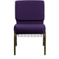 Hercules Series 21''W Church Chair In Royal Purple Fabric With Cup Book Rack - Gold Vein Frame By Flash Furniture | Side Chairs | Modishstore - 4