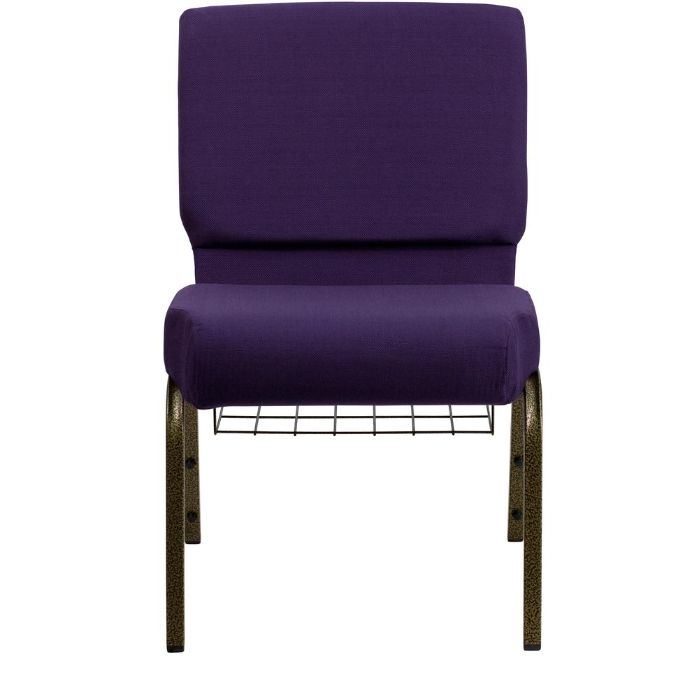 Hercules Series 21''W Church Chair In Royal Purple Fabric With Cup Book Rack - Gold Vein Frame By Flash Furniture | Side Chairs | Modishstore - 4