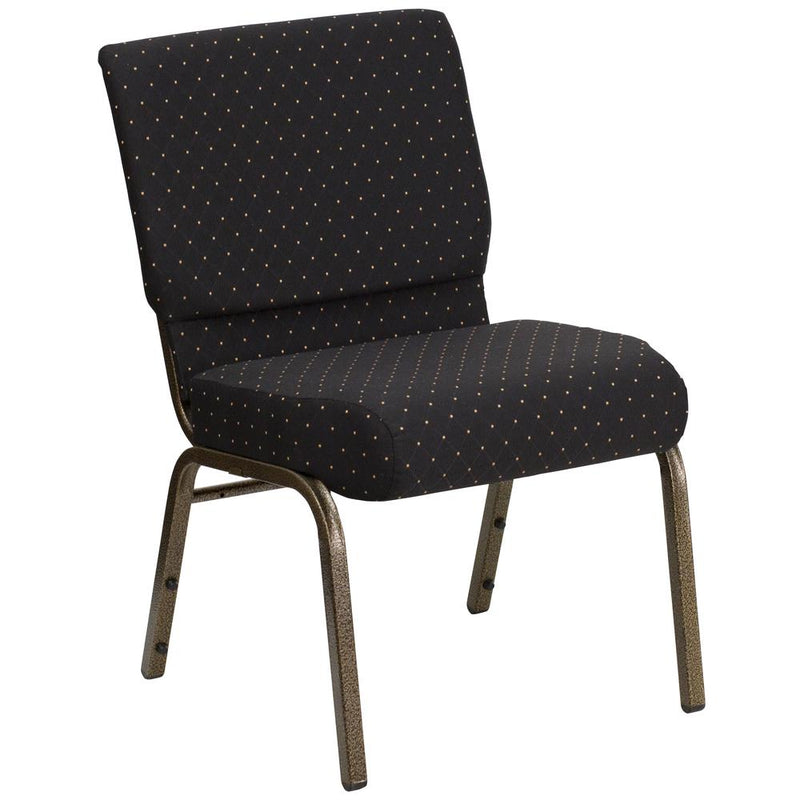 Hercules Series 21''W Stacking Church Chair In Black Dot Patterned Fabric - Gold Vein Frame By Flash Furniture | Side Chairs | Modishstore