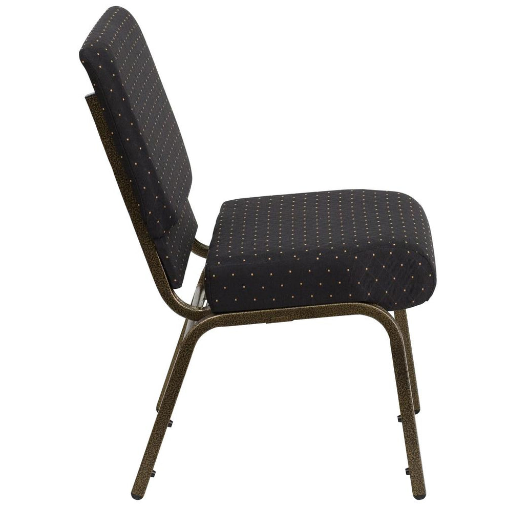 Hercules Series 21''W Stacking Church Chair In Black Dot Patterned Fabric - Gold Vein Frame By Flash Furniture | Side Chairs | Modishstore - 2