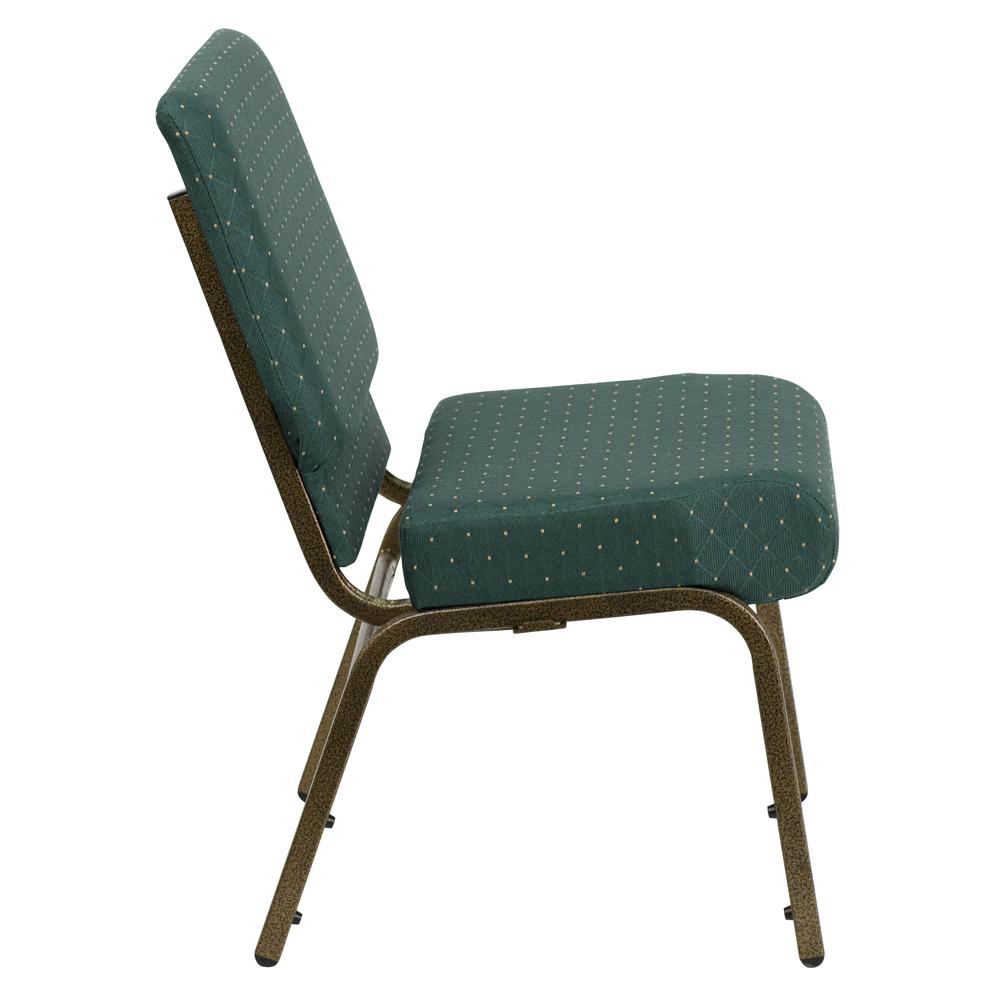 Hercules Series 21''W Stacking Church Chair In Hunter Green Dot Patterned Fabric - Gold Vein Frame By Flash Furniture | Side Chairs | Modishstore - 2