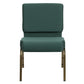 Hercules Series 21''W Stacking Church Chair In Hunter Green Dot Patterned Fabric - Gold Vein Frame By Flash Furniture | Side Chairs | Modishstore - 4