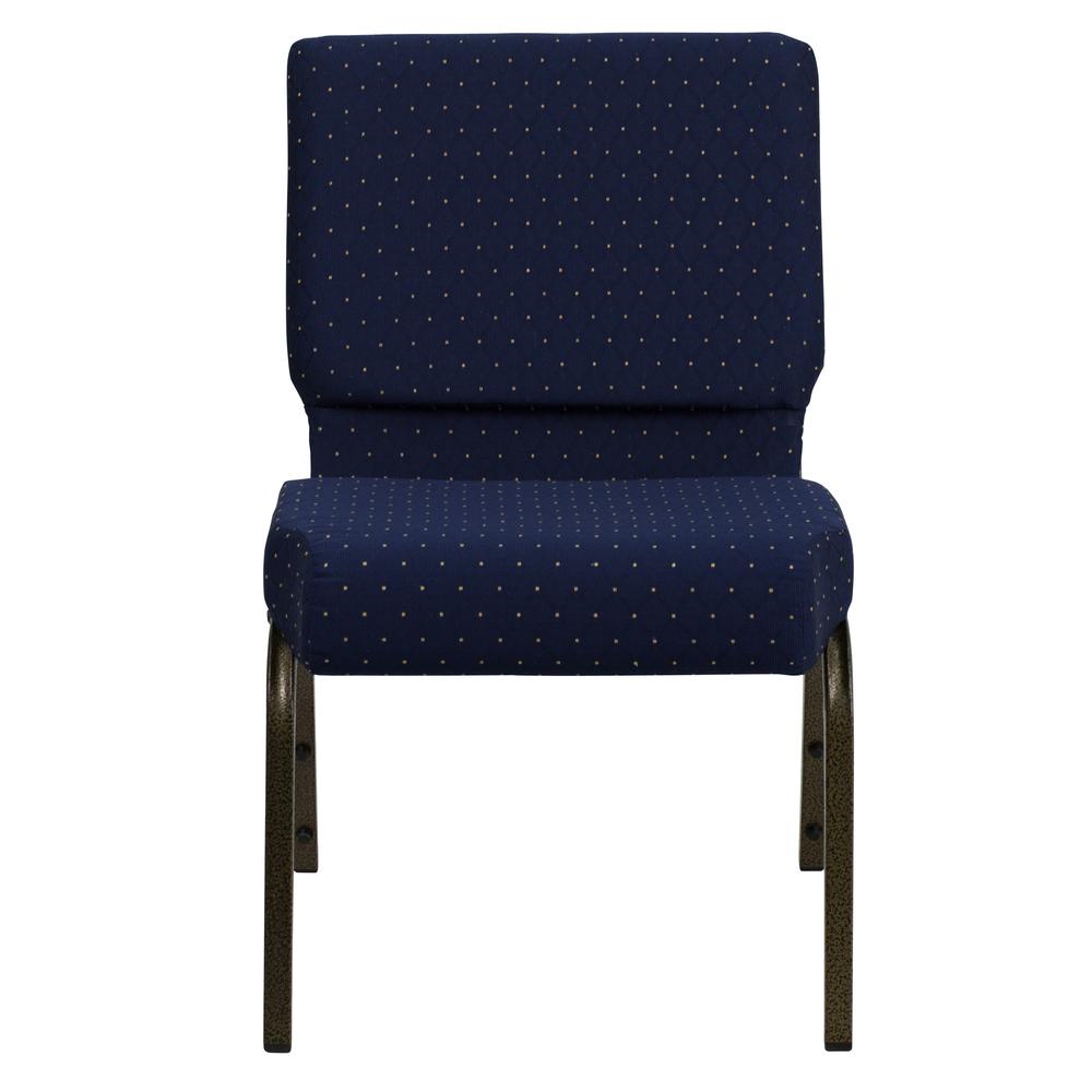 Hercules Series 21''W Stacking Church Chair In Navy Blue Dot Patterned Fabric - Gold Vein Frame By Flash Furniture | Side Chairs | Modishstore - 4