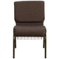 Hercules Series 21''W Church Chair In Brown Fabric With Cup Book Rack - Gold Vein Frame By Flash Furniture | Side Chairs | Modishstore - 4