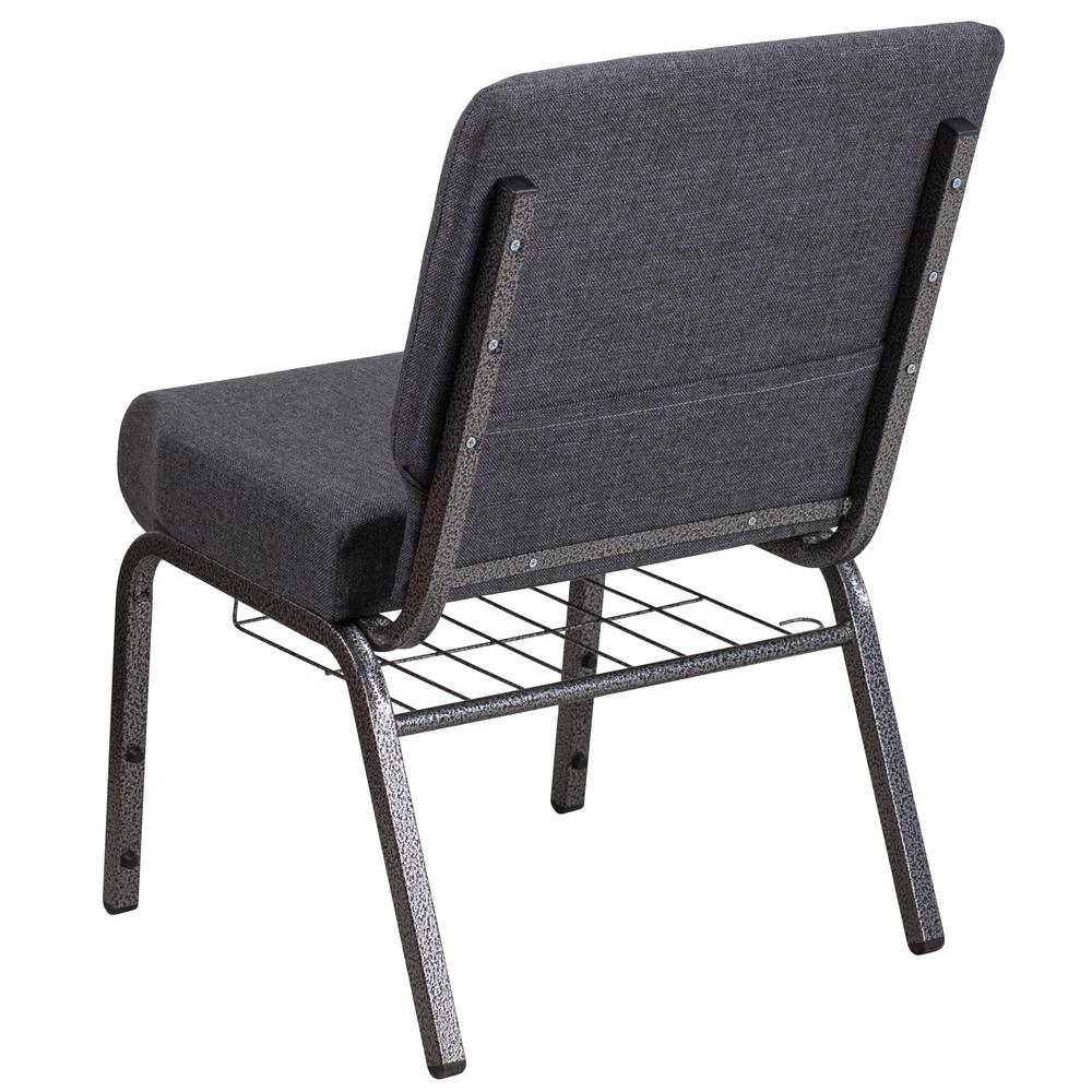 Hercules Series 21''W Church Chair In Dark Gray Fabric With Book Rack - Silver Vein Frame By Flash Furniture | Side Chairs | Modishstore - 3