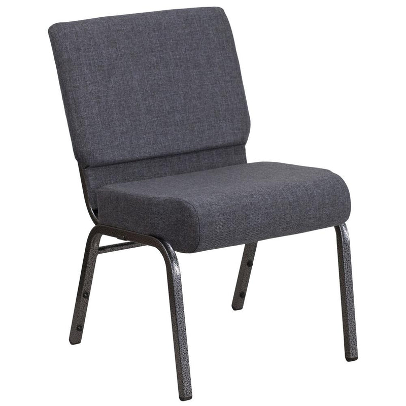 Hercules Series 21''W Church Chair In Dark Gray Fabric - Silver Vein Frame By Flash Furniture | Side Chairs | Modishstore
