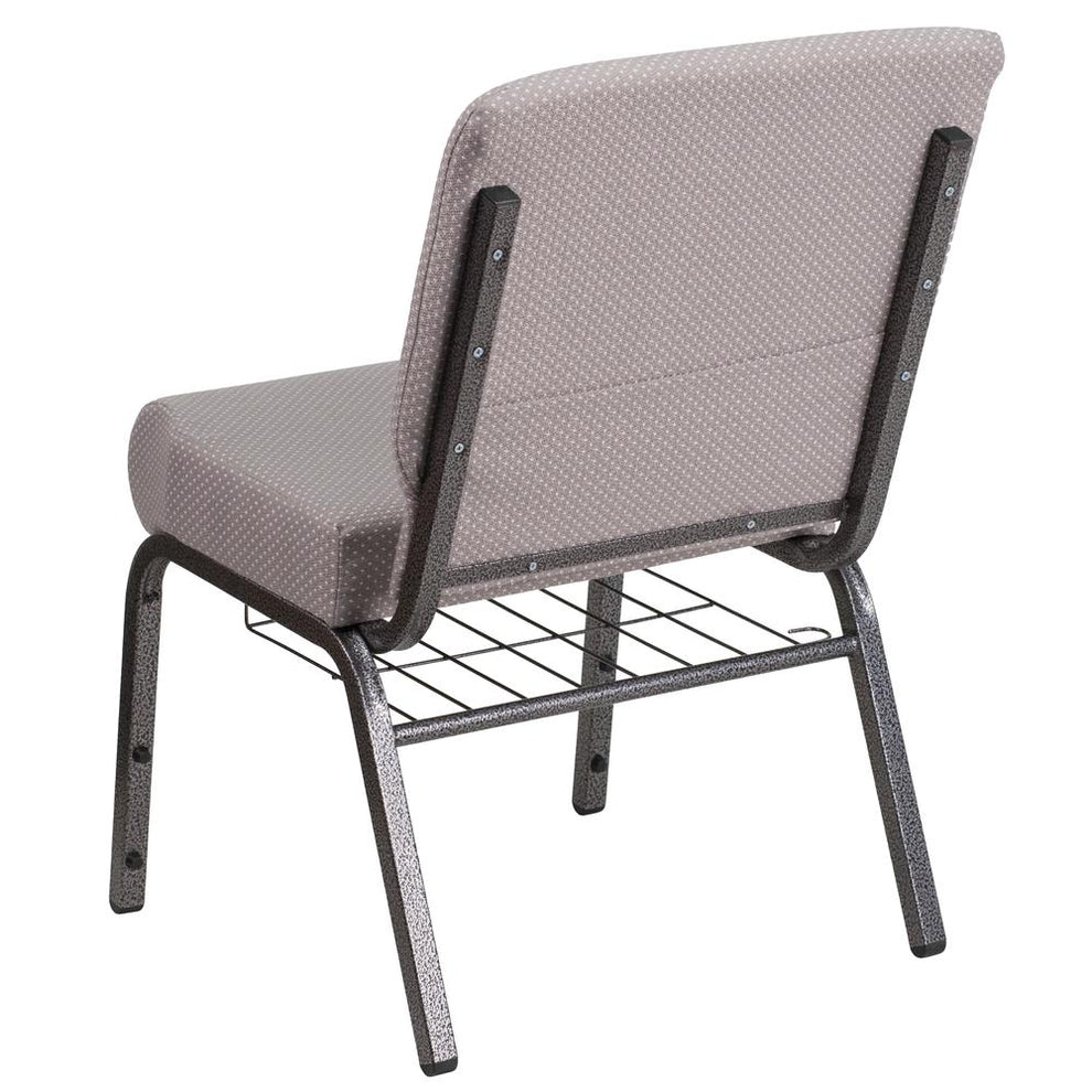 Hercules Series 21''W Church Chair In Gray Dot Fabric With Book Rack - Silver Vein Frame By Flash Furniture | Side Chairs | Modishstore - 3