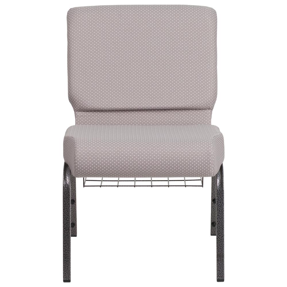 Hercules Series 21''W Church Chair In Gray Dot Fabric With Book Rack - Silver Vein Frame By Flash Furniture | Side Chairs | Modishstore - 4