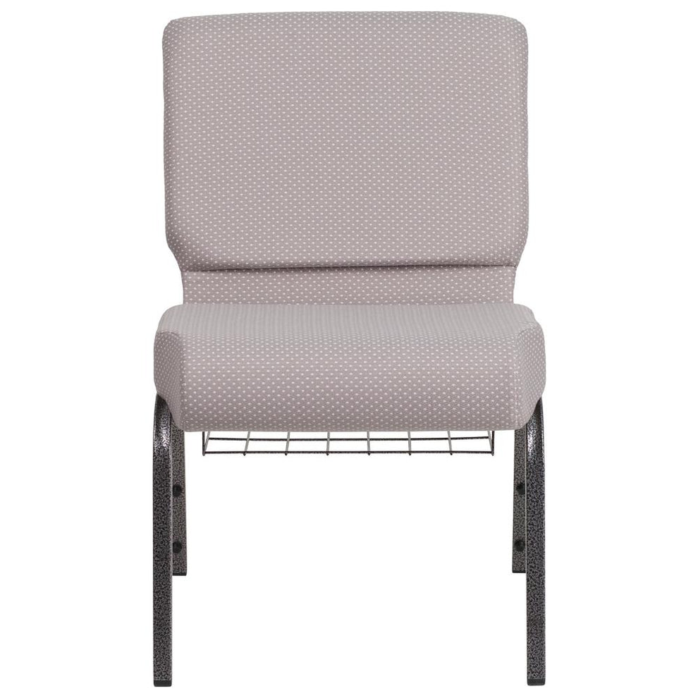 Hercules Series 21''W Church Chair In Gray Dot Fabric With Book Rack - Silver Vein Frame By Flash Furniture | Side Chairs | Modishstore - 4