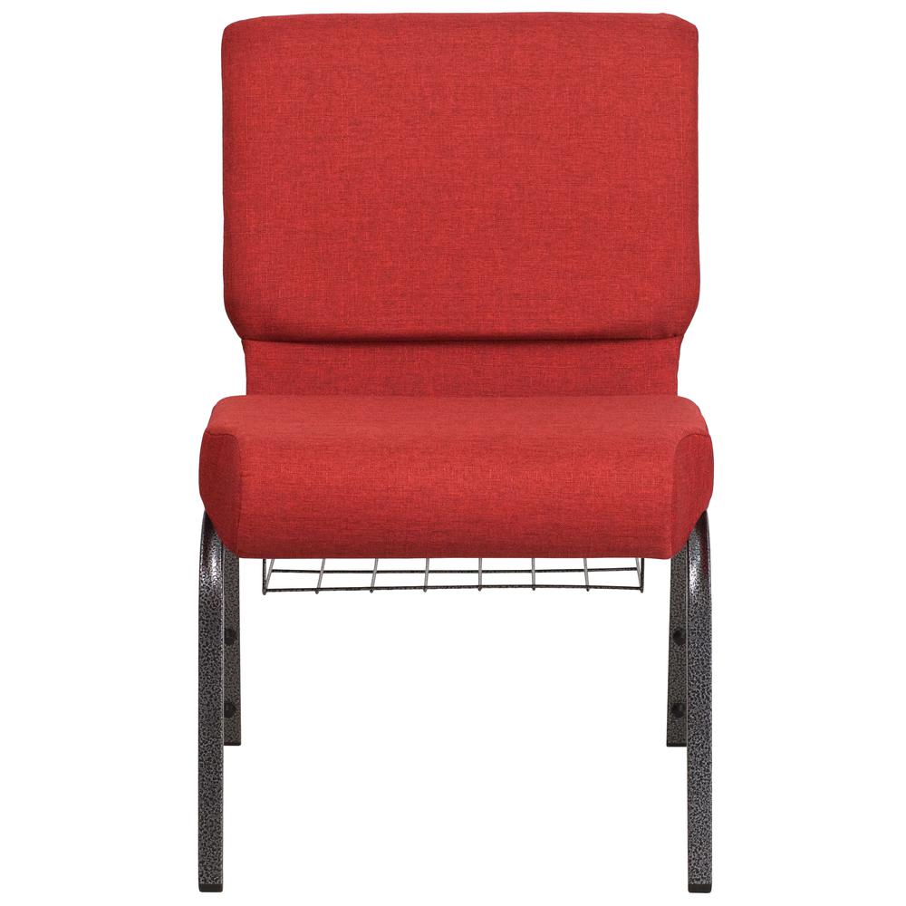 Hercules Series 21''W Church Chair In Crimson Fabric With Cup Book Rack - Silver Vein Frame By Flash Furniture | Side Chairs | Modishstore - 4