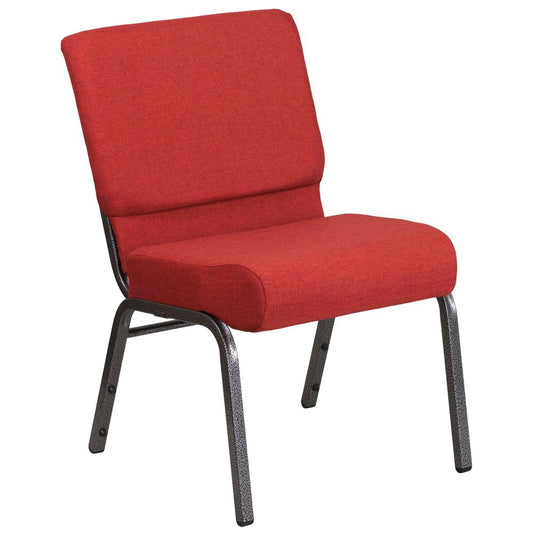 Hercules Series 21''W Stacking Church Chair In Crimson Fabric - Silver Vein Frame By Flash Furniture | Side Chairs | Modishstore