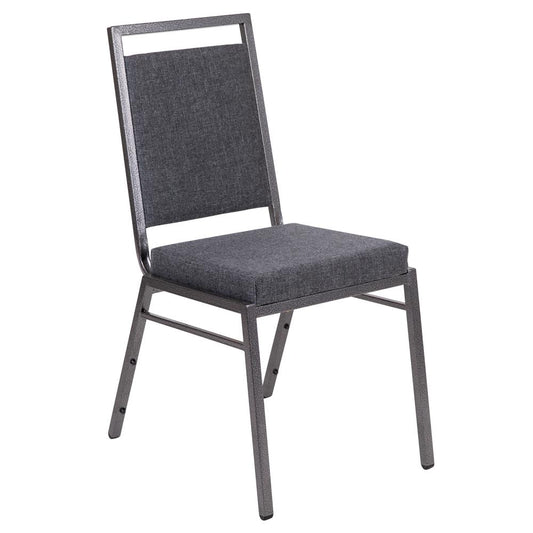 Hercules Series Square Back Stacking Banquet Chair In Dark Gray Fabric With Silvervein Frame By Flash Furniture | Dining Chairs | Modishstore
